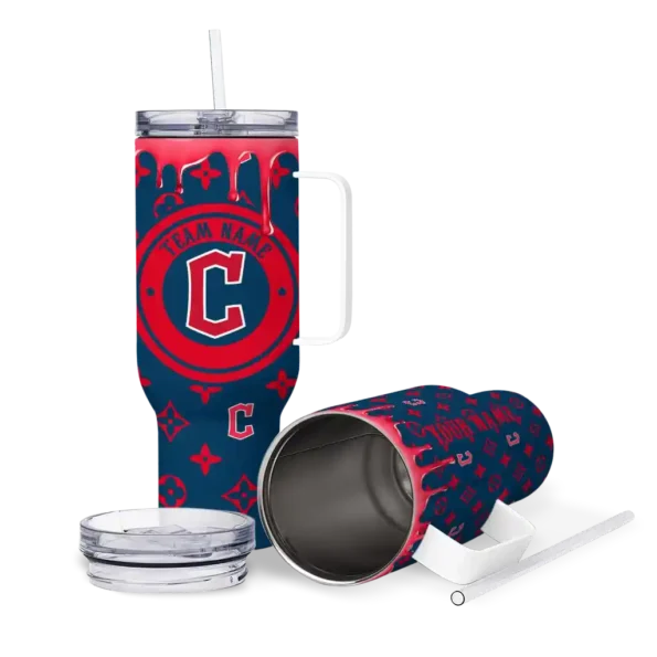 personalized cleveland guardians bullseye drips navy blue curved tumbler high quality 1 1.webp