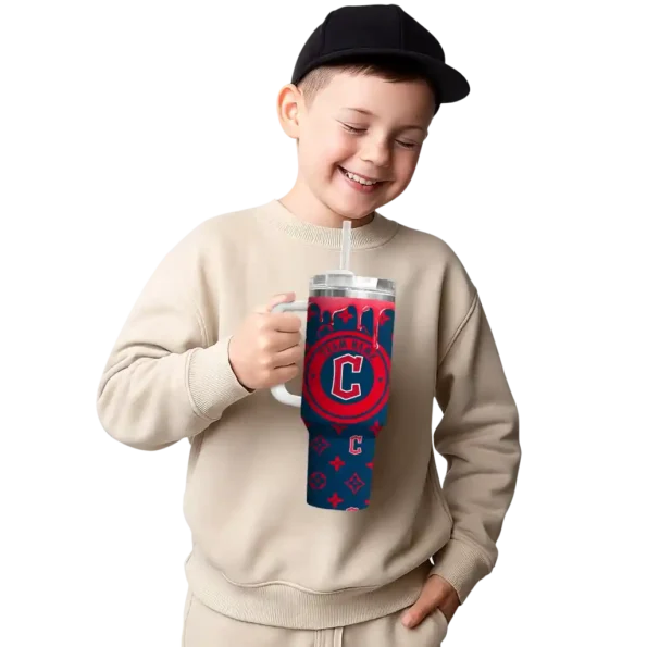 personalized cleveland guardians bullseye drips navy blue curved tumbler latest model 1 1.webp
