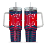 personalized cleveland guardians chevron layers navy blue curved tumbler best selling 1 1.webp