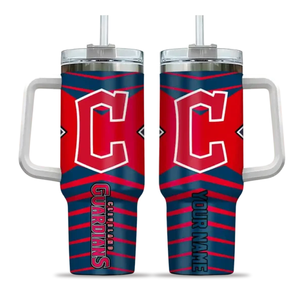 personalized cleveland guardians chevron layers navy blue curved tumbler best selling 1 1.webp