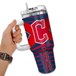 personalized cleveland guardians chevron layers navy blue curved tumbler best selling 1 1.webp