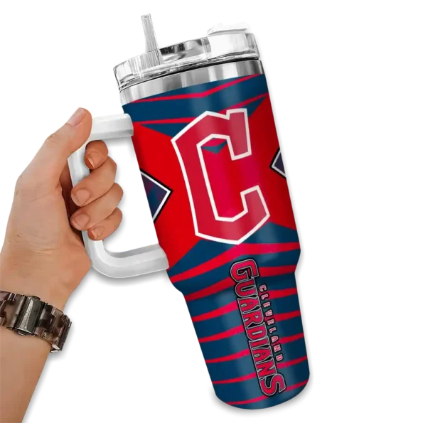 personalized cleveland guardians chevron layers navy blue curved tumbler fashion forward 1 1.webp