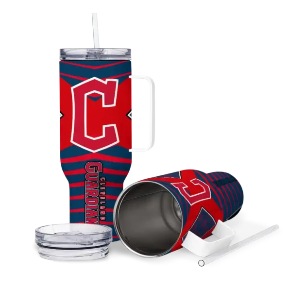 personalized cleveland guardians chevron layers navy blue curved tumbler high quality 1 1.webp