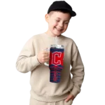 personalized cleveland guardians chevron layers navy blue curved tumbler best selling 1 1.webp