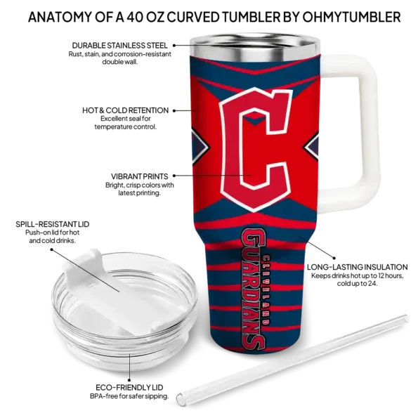 personalized cleveland guardians chevron layers navy blue curved tumbler new arrival 1 1.webp