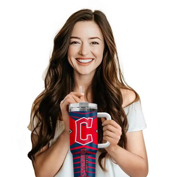 personalized cleveland guardians chevron layers navy blue curved tumbler premium grade 1 1.webp