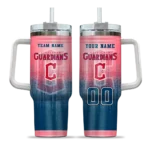 personalized cleveland guardians gradient dots navy blue curved tumbler best selling 1 1.webp