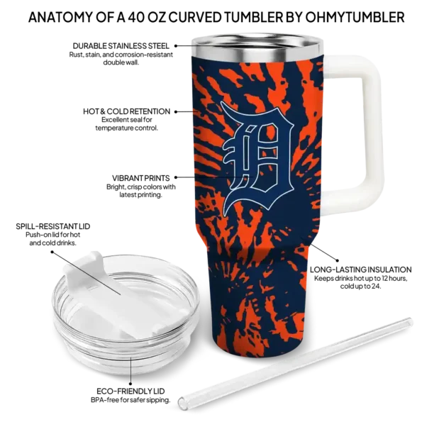 personalized detroit tigers burst swirl navy curved tumbler new arrival 1 1.webp