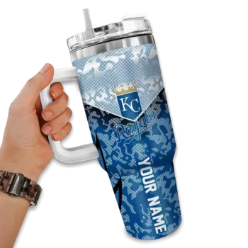 personalized kansas city royals chevron stripe royal blue curved tumbler fashion forward 1 1.webp