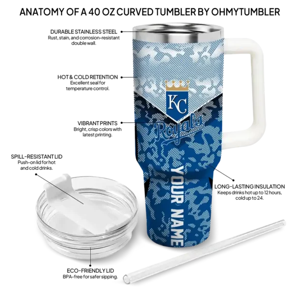 personalized kansas city royals chevron stripe royal blue curved tumbler new arrival 1 1.webp
