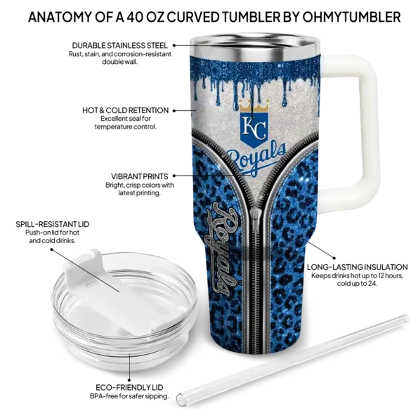 personalized kansas city royals leopard zipper royal blue curved tumbler new arrival 1 1.webp
