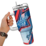 personalized los angeles dodgers arrow burst blue curved tumbler best selling 1 1.webp