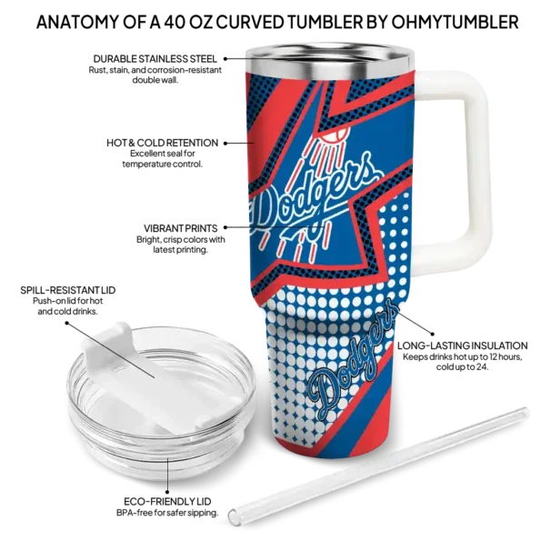 personalized los angeles dodgers arrow burst blue curved tumbler new arrival 1 1.webp