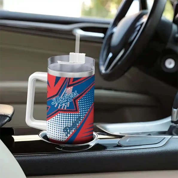 personalized los angeles dodgers arrow burst blue curved tumbler trendy 1 1.webp