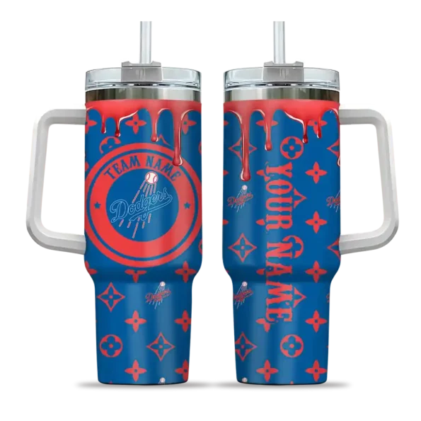 personalized los angeles dodgers bullseye drips blue curved tumbler best selling 1 1.webp
