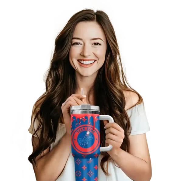 personalized los angeles dodgers bullseye drips blue curved tumbler premium grade 1 1.webp