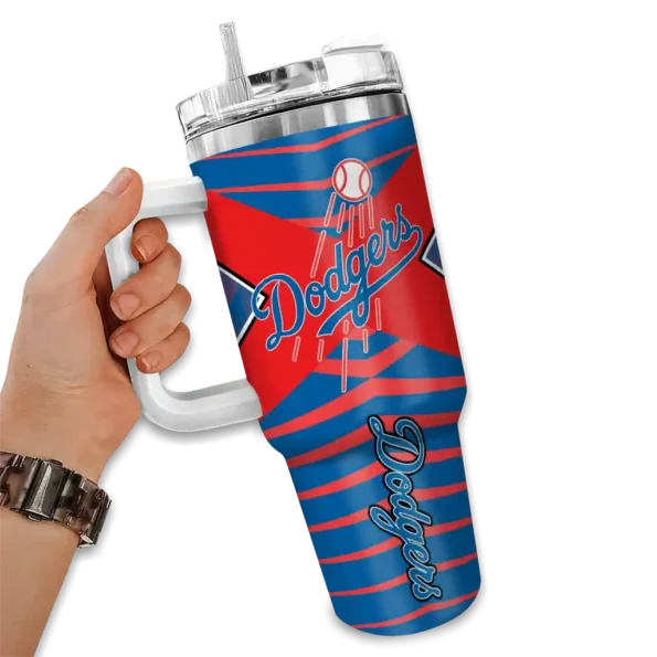personalized los angeles dodgers chevron layers blue curved tumbler fashion forward 1 1.webp