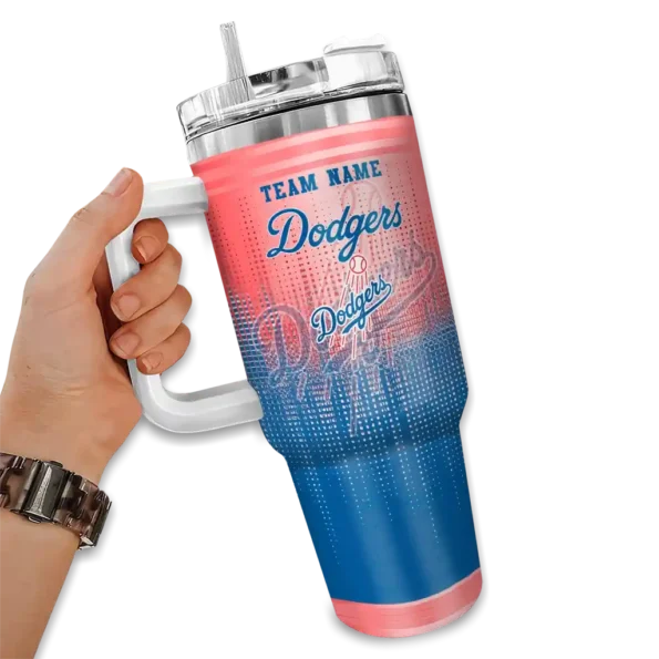 personalized los angeles dodgers gradient dots blue curved tumbler fashion forward 1 1.webp