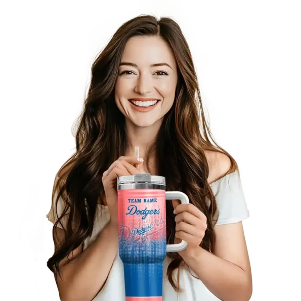 personalized los angeles dodgers gradient dots blue curved tumbler premium grade 1 1.webp