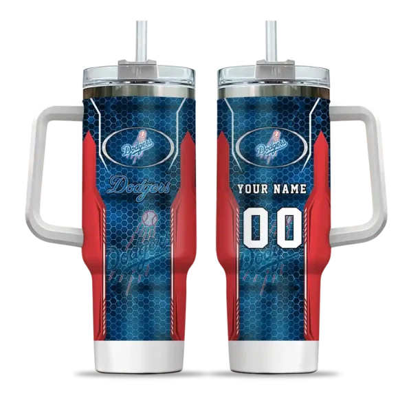 personalized los angeles dodgers hexagon armor blue curved tumbler best selling 1 1.webp