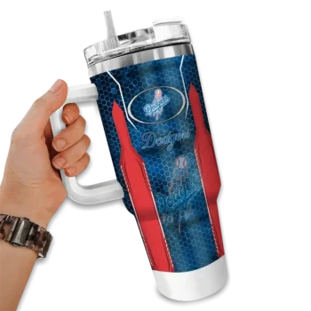personalized los angeles dodgers hexagon armor blue curved tumbler fashion forward 1 1.webp