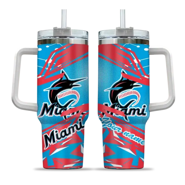 personalized miami marlins abstract paths blue curved tumbler best selling 1 1.webp