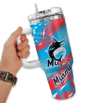 personalized miami marlins abstract paths blue curved tumbler best selling 1 1.webp