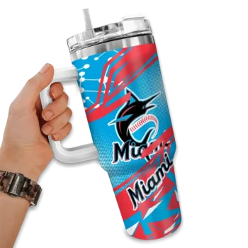 personalized miami marlins abstract paths blue curved tumbler fashion forward 1 1.webp