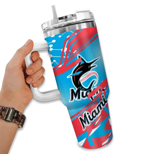 personalized miami marlins abstract paths blue curved tumbler fashion forward 1 1.webp