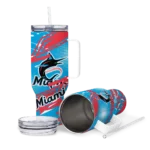 personalized miami marlins abstract paths blue curved tumbler best selling 1 1.webp