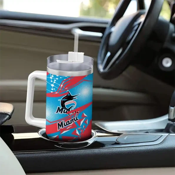personalized miami marlins abstract paths blue curved tumbler trendy 1 1.webp