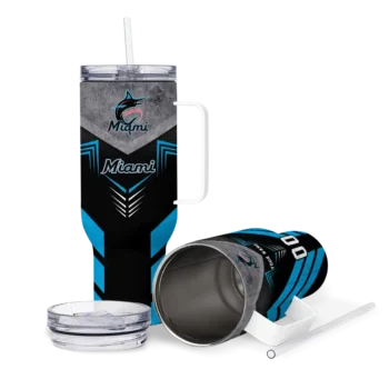 personalized miami marlins arrow armor blue black curved tumbler high quality 1.webp