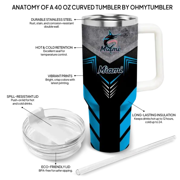 personalized miami marlins arrow armor blue black curved tumbler new arrival 1.webp