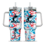 personalized miami marlins camo mashup blue white curved tumbler best selling 1 1.webp