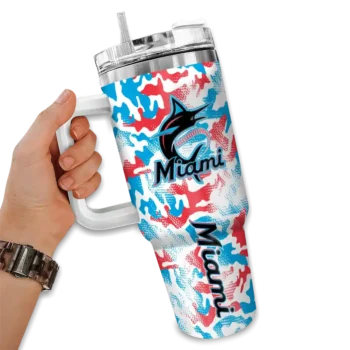 personalized miami marlins camo mashup blue white curved tumbler fashion forward 1 1.webp