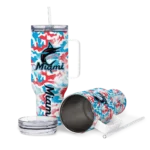 personalized miami marlins camo mashup blue white curved tumbler best selling 1 1.webp