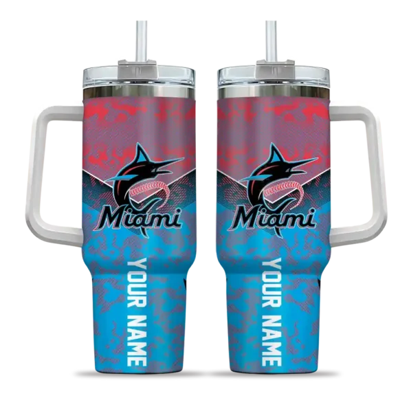 personalized miami marlins chevron stripe blue curved tumbler best selling 1.webp