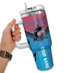 personalized miami marlins chevron stripe blue curved tumbler best selling 1.webp
