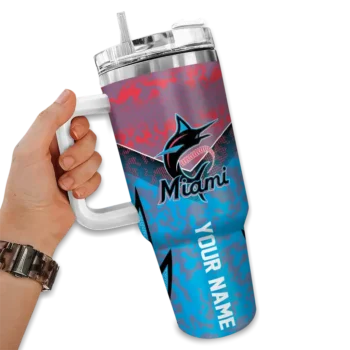 personalized miami marlins chevron stripe blue curved tumbler fashion forward 1.webp