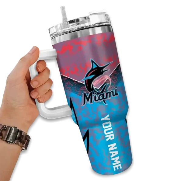 personalized miami marlins chevron stripe blue curved tumbler fashion forward 1.webp