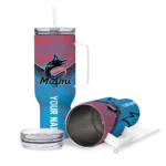 personalized miami marlins chevron stripe blue curved tumbler best selling 1.webp