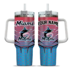 personalized miami marlins hex texture blue curved tumbler best selling 1 1.webp