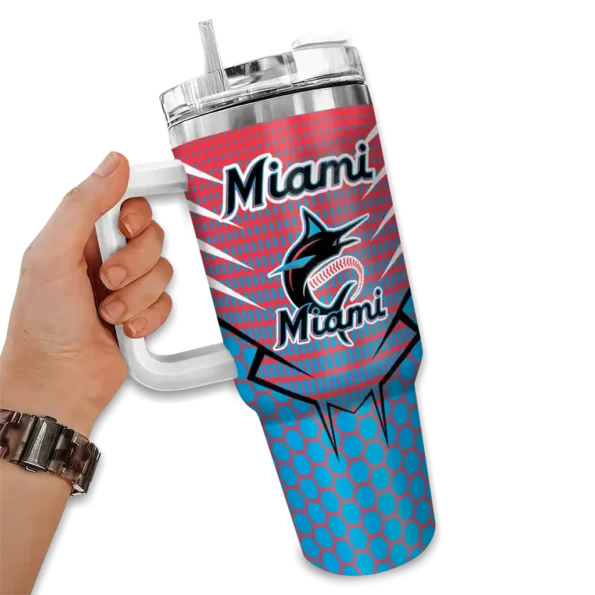 personalized miami marlins hex texture blue curved tumbler fashion forward 1 1.webp
