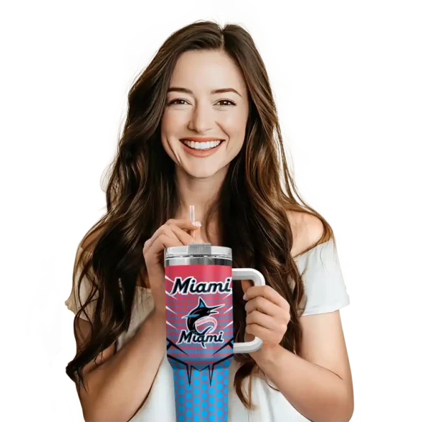 personalized miami marlins hex texture blue curved tumbler premium grade 1 1.webp