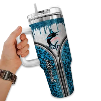 personalized miami marlins leopard zipper blue curved tumbler fashion forward 1 1.webp