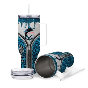 personalized miami marlins leopard zipper blue curved tumbler high quality 1 1.webp