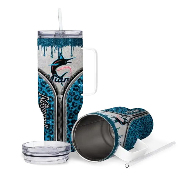 personalized miami marlins leopard zipper blue curved tumbler high quality 1 1.webp