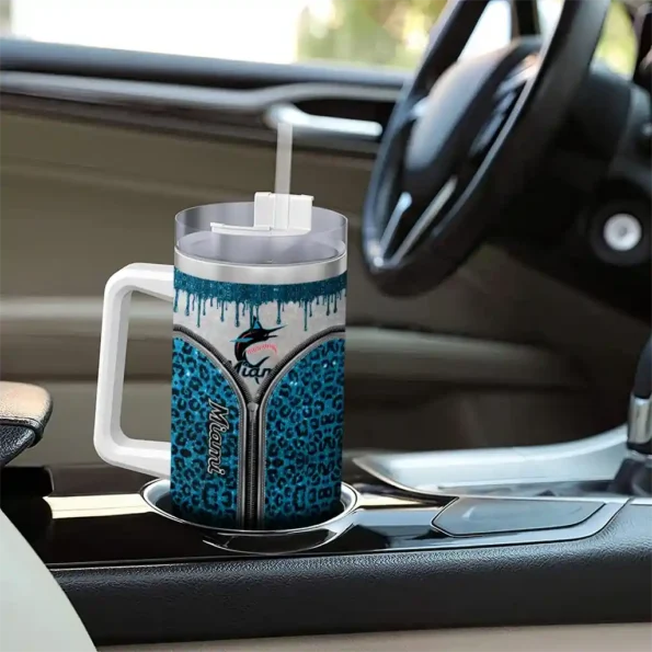 personalized miami marlins leopard zipper blue curved tumbler trendy 1 1.webp