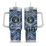 personalized milwaukee brewers bold diamonds navy blue curved tumbler best selling 1.webp