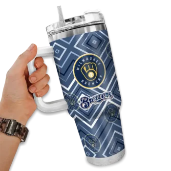 personalized milwaukee brewers bold diamonds navy blue curved tumbler fashion forward 1.webp